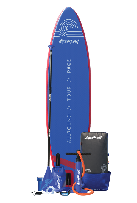 Aquaplanet PACE 10'6″ Opblaasbaar SUP Board Pakket - Rood/Blauw